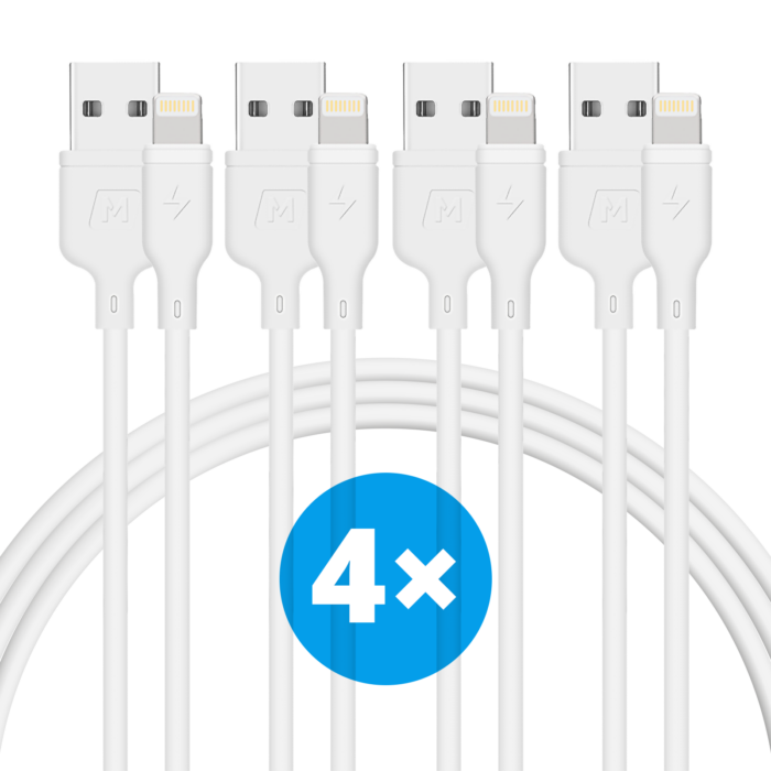 4x lightning naar USB kabel 1 meter (gecertificeerd) | Partly