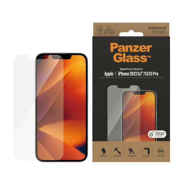 PanzerGlass case friendly iPhone 13 screenprotector glas | Partly