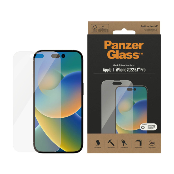 PanzerGlass iPhone 14 Pro screenprotector glas | Partly