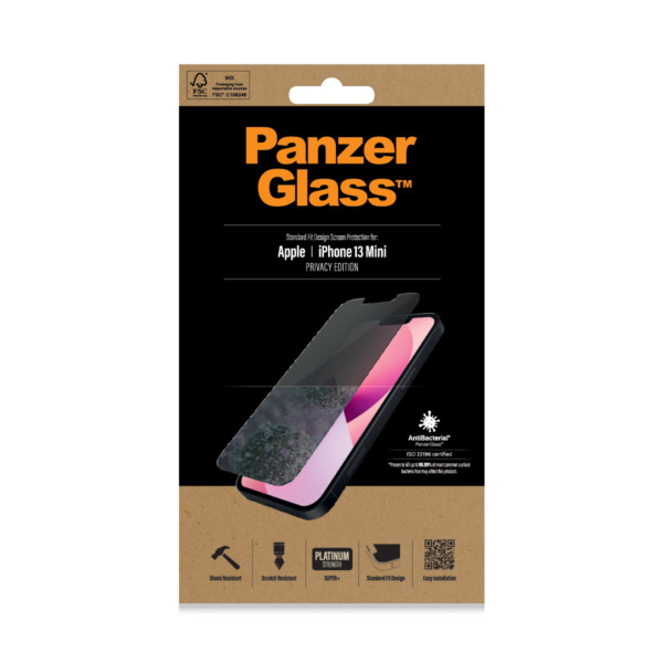 PanzerGlass iPhone 13 mini privacy screenprotector glas | Partly