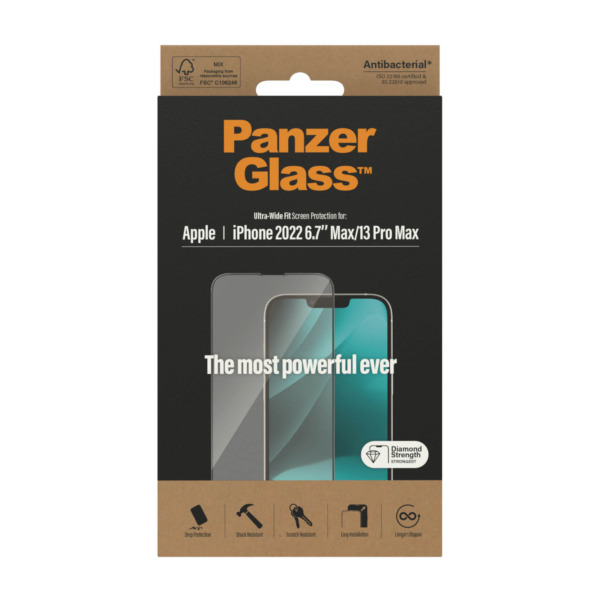 PanzerGlass case friendly iPhone 13 Pro Max screenprotector glas | Partly